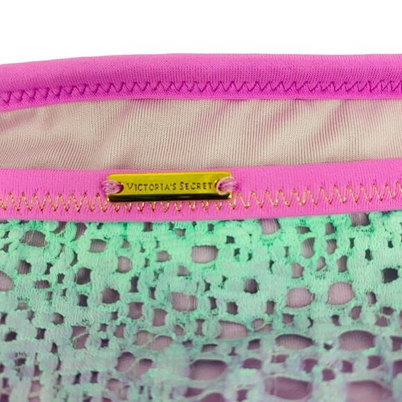Victoria's Secret Teal Purple Pink Lace Classic Hipster Bikini Bottom Size Large - Picture 5 of 6